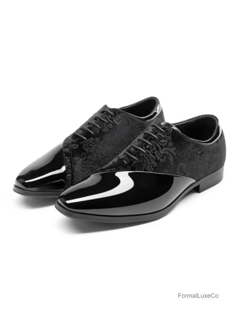Men's Patent Velvet Oxfords Dress Shoes Formal Lace-Up Tuxedo Shoes